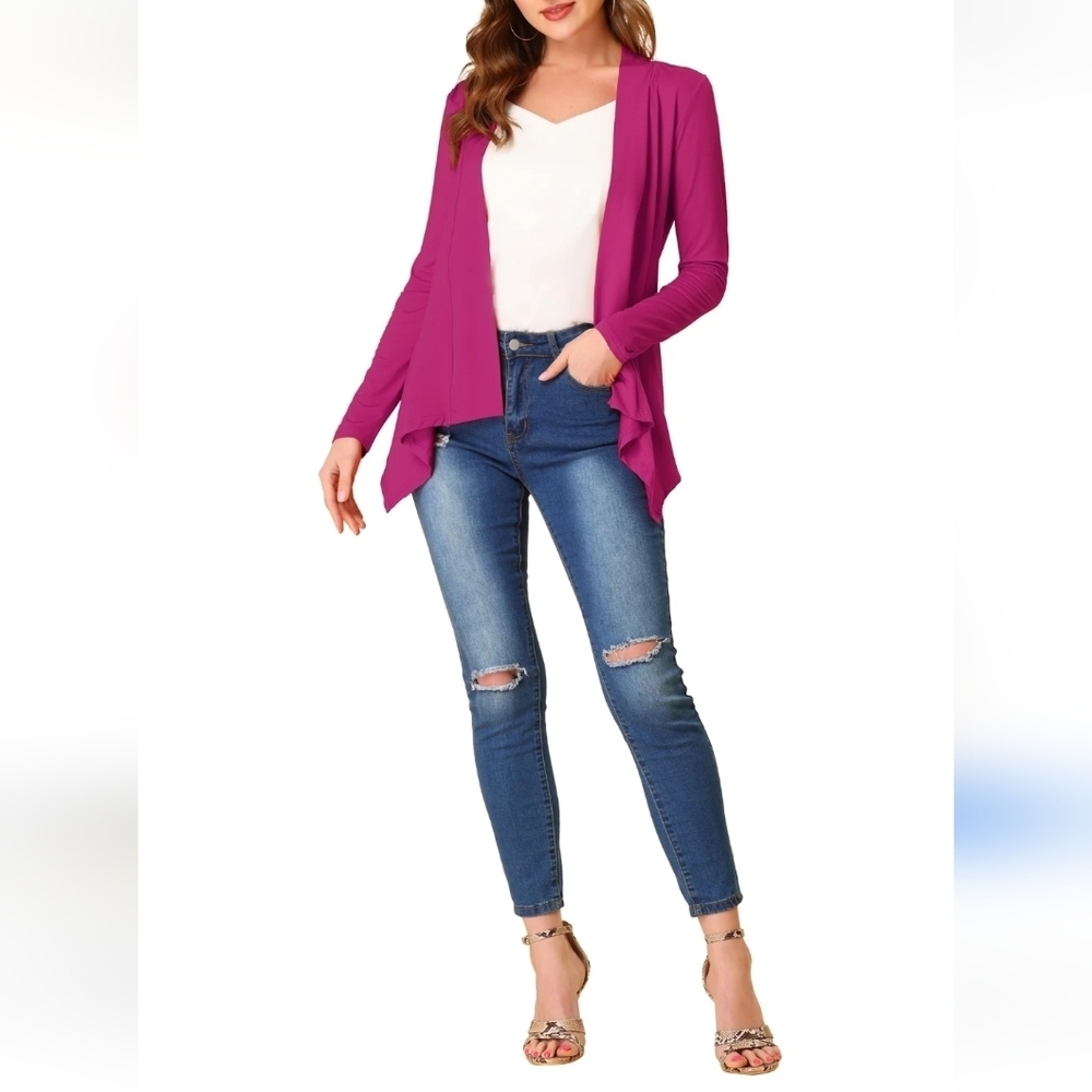 NWT Design history fuscia stretch* crochet lace cardigan sz S